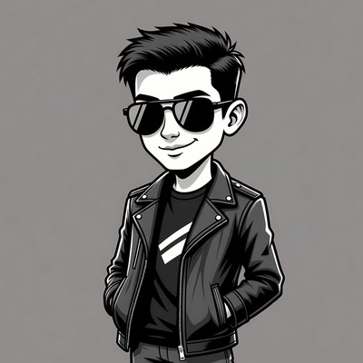 Cool Asian man in leather jacket