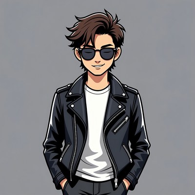 Anime guy in leather jacket