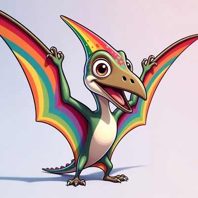 Cute Pterodactyl with Rainbow Wings