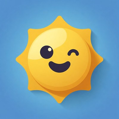 Winking Smiley Sun Illustration