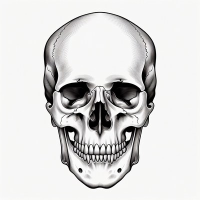 Black and white skull illustration