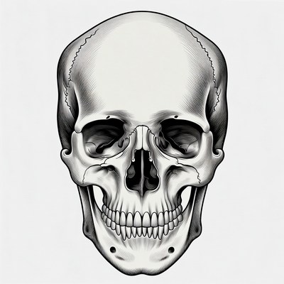 Detailed Human Skull Illustration