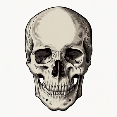 Detailed Human Skull Illustration