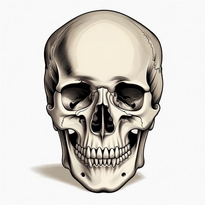 Grinning Human Skull Illustration