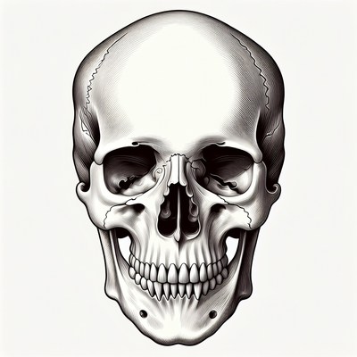 Detailed Human Skull Illustration