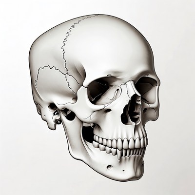 Realistic Human Skull Illustration