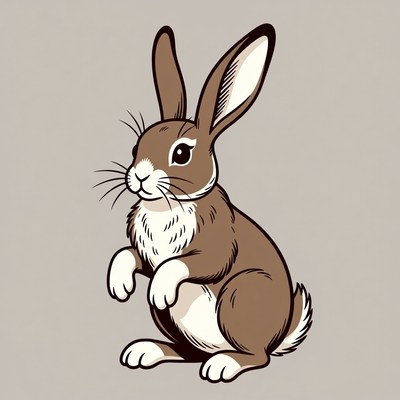 Brown bunny on gray background