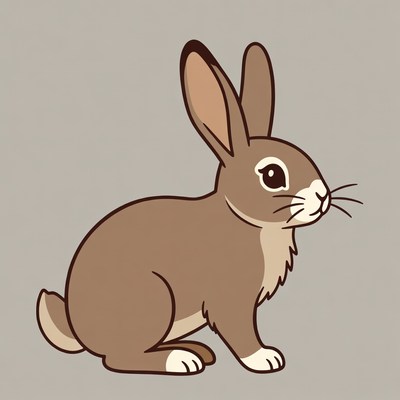 Cartoon brown bunny sitting