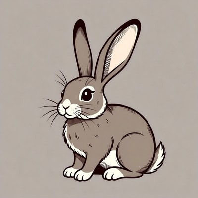 Cute gray bunny illustration