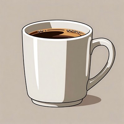 White coffee mug with steaming coffee