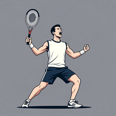 Man celebrating tennis victory