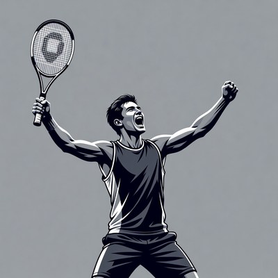 Man celebrating tennis victory