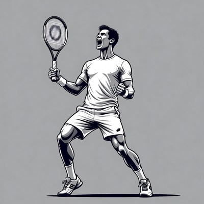 Man celebrating tennis victory