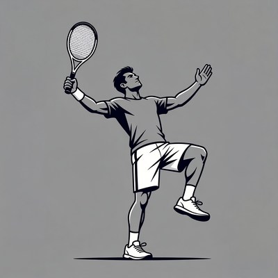 Man playing tennis illustration