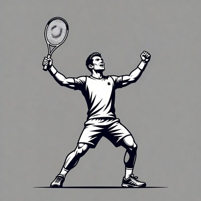 Man celebrating tennis victory