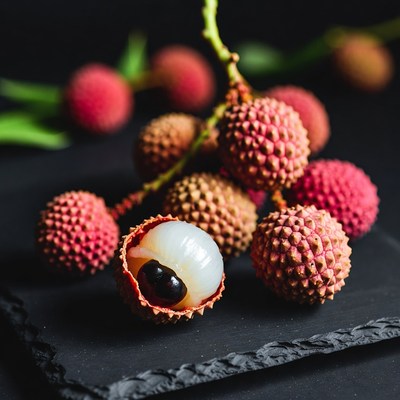 Fresh Lychee Fruit with Open Pod