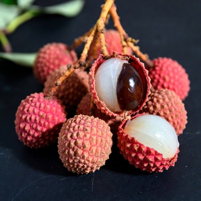 Fresh Lychee Fruits with Open Pods