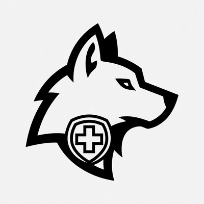 Husky Head with Red Cross Shield