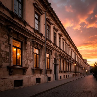 Historic Building at Sunset