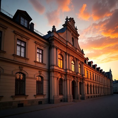 Historic Building at Sunset