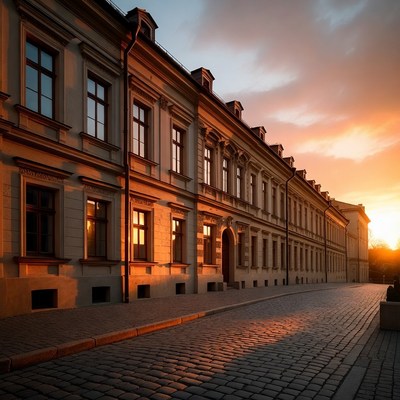 Historic Building at Sunset