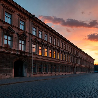 Historic Building at Sunset