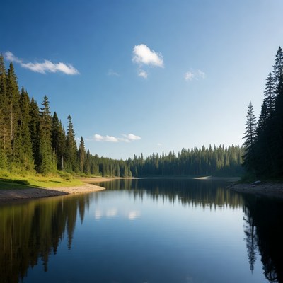 Forest Lake with Reflections