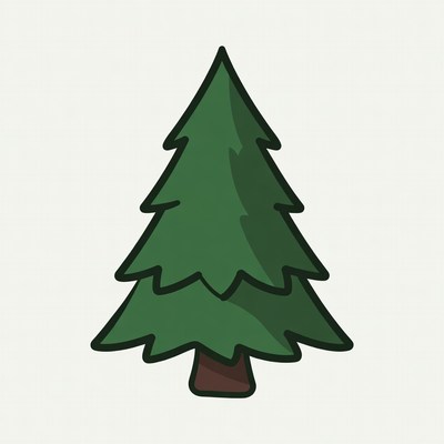 Cartoon Green Pine Tree