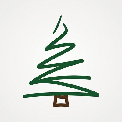 Simple Green Christmas Tree Illustration