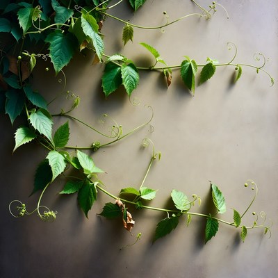 Green ivy vines on beige surface