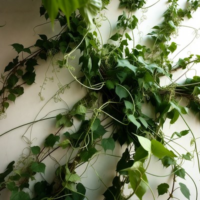 Green Ivy Vines on White Background