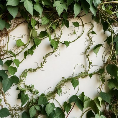 Green Ivy Vines on White Background
