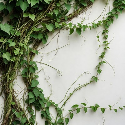 Green Ivy Vines on White Wall
