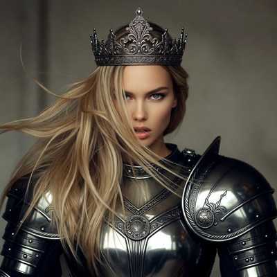 Blonde woman in crown and armor