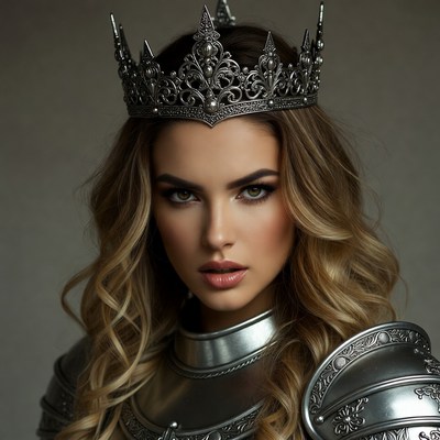 Woman wearing crown and armor
