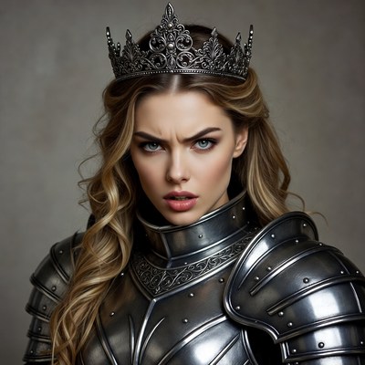 Blonde woman in crown and armor