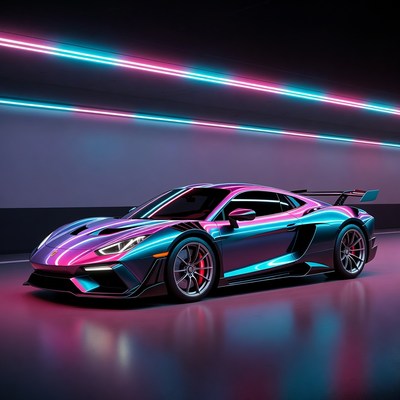 Neon Purple Supercar on Track