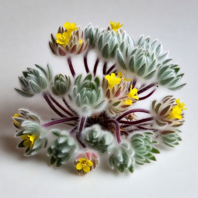 Cluster of yellow flowers with fuzzy leaves