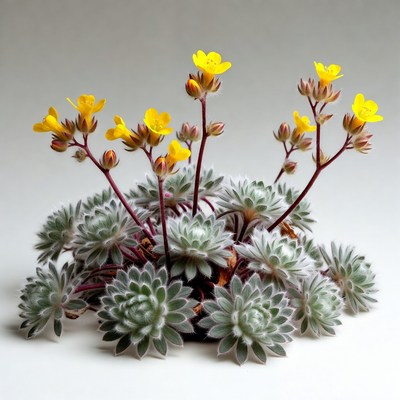 Succulent Plant with Yellow Flowers