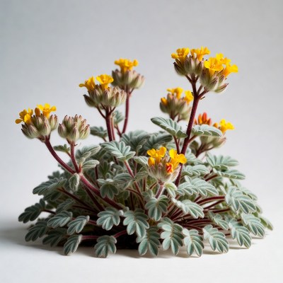 Silver leaf yellow flowers plant