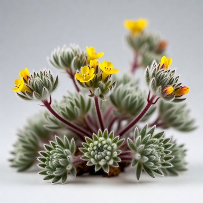 Cluster of yellow flowers with fuzzy leaves