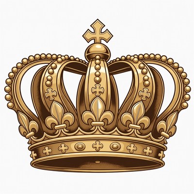 Golden Crown with Cross and Fleur-de-lis