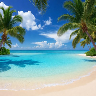 Tropical beach with palm trees