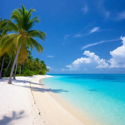 Tropical beach with palm trees