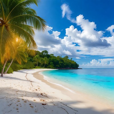 Tropical beach with palm trees