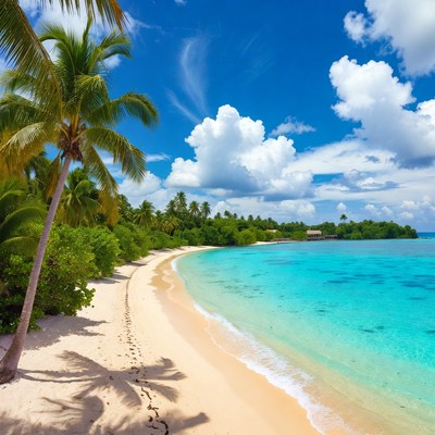 Tropical beach with palm trees