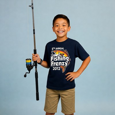 Asian boy holding fishing rod