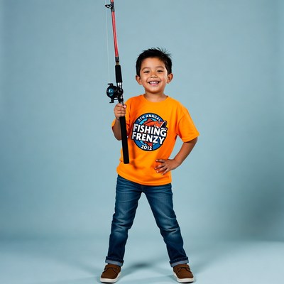 Young boy holding fishing rod