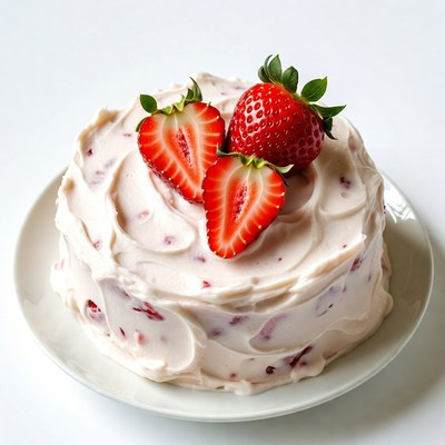 Strawberry Cupcake on White Plate