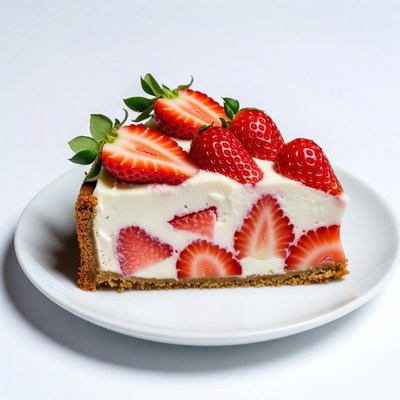 Strawberry Cheesecake Slice on Plate
